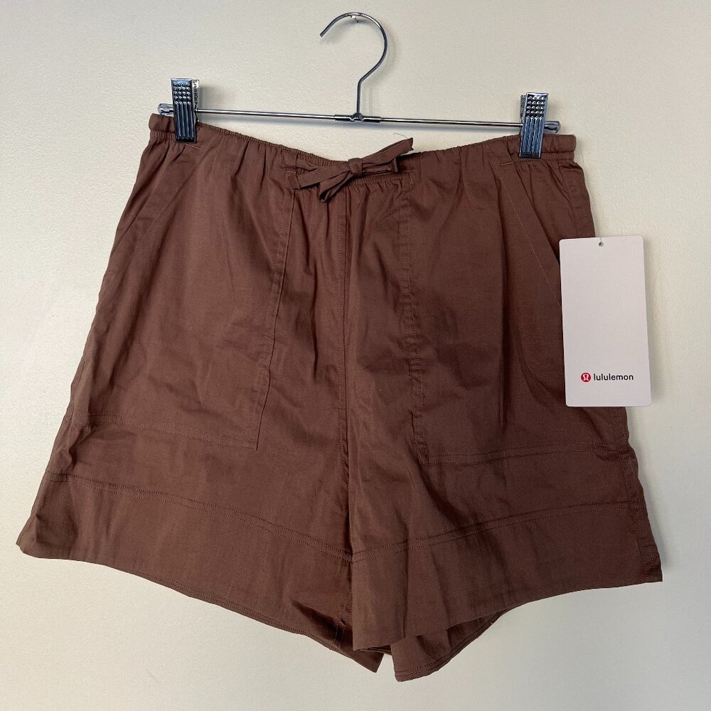 lululemon cotton-blend high rise poplin short 4 inch taupe size XS